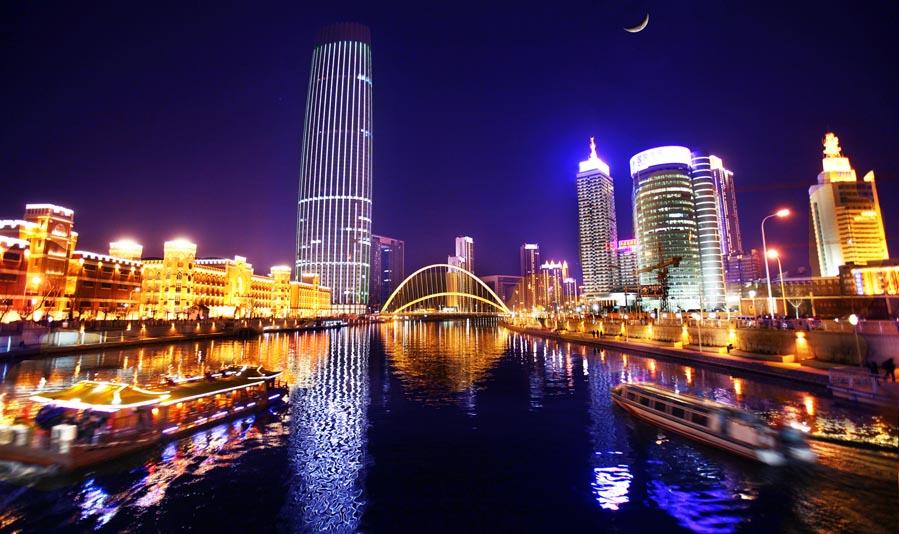 夜色天津,繁华街头独白